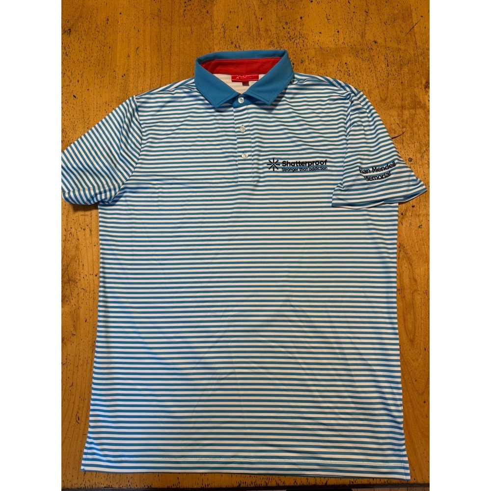 Redvanly Polo Shirt Men Medium Blue Stretch Golf Performance Short Sleeve Logo
